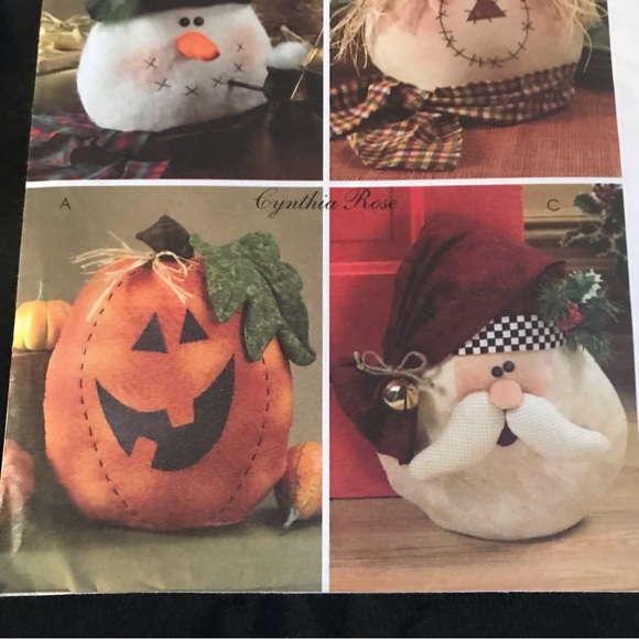 McCall's Pattern Snowman Scarecrow Halloween Pumpkin Santa Decorations M4942 - Picture 5 of 6